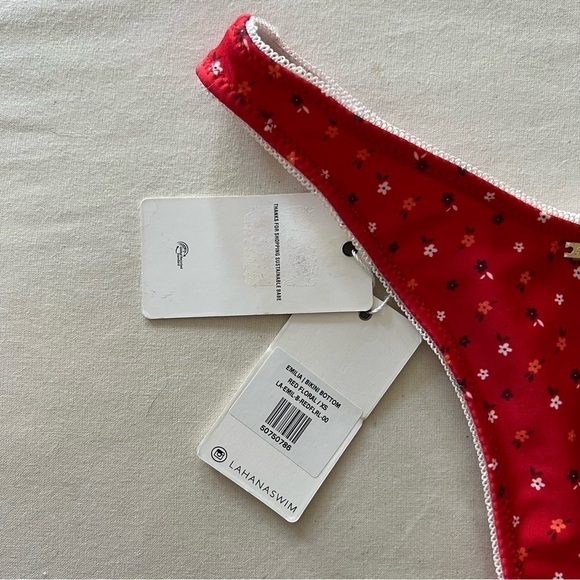 La Hana Swim Emilia Bikini Bottom in Red Floral - Lahana - Picture 8 of 16